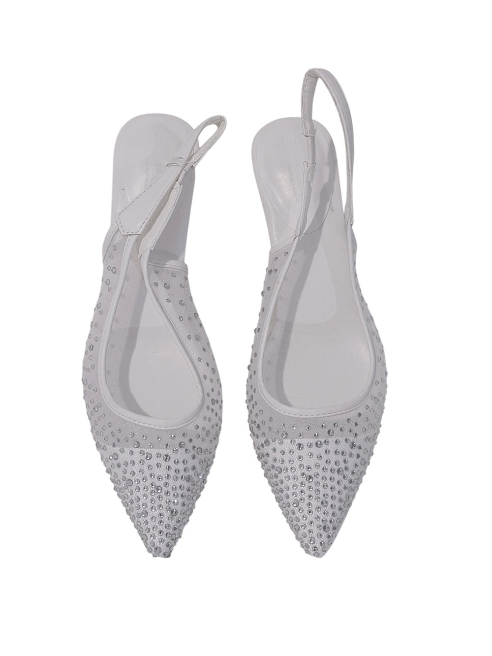 New Crystal Embellished White Slingback Pointed Flats Ardene size 8